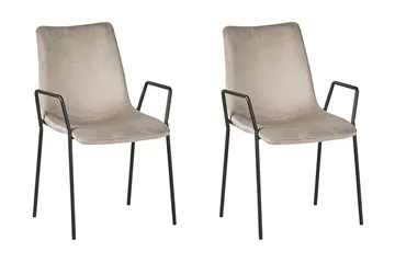 Jeffsy Dining Spisestol 2- pk - Fløyel / Beige grå - Møbler - Stoler & lenestoler - Spisestuestoler & kjøkkenstoler