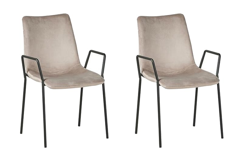 Jeffsy Dining Spisestol 2- pk - Fløyel / Beige grå - Møbler - Stoler & lenestoler - Spisestuestoler & kjøkkenstoler