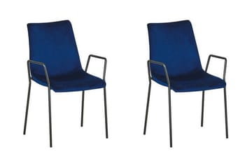 Jeffsy Spisestol 2-pk - Fløyel/Mørkeblå - Møbler - Stoler & lenestoler - Spisestuestoler & kjøkkenstoler