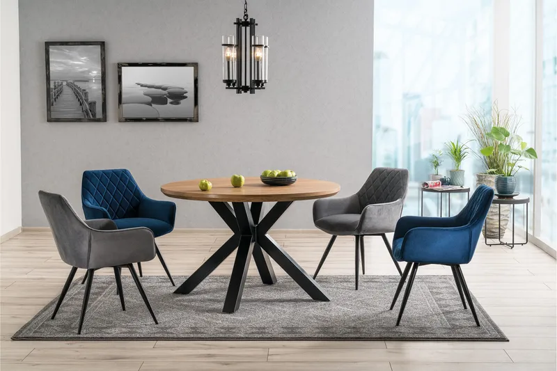 Linsea Karmstol - Fløyel/Grå - Møbler - Stoler & lenestoler - Spisestuestoler & kjøkkenstoler