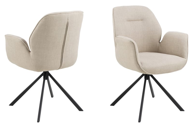 Lipie Spisestol i Bouclé med Metallben, Lys Beige