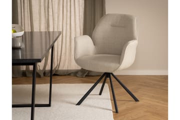 Lipie Spisestol i Bouclé med Metallben - Lys Beige - Møbler - Stoler & lenestoler - Spisestuestoler & kjøkkenstoler