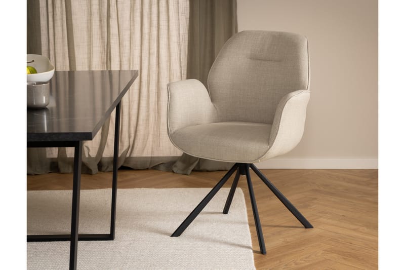 Lipie Spisestol i Bouclé med Metallben - Lys Beige - Møbler - Stoler & lenestoler - Spisestuestoler & kjøkkenstoler