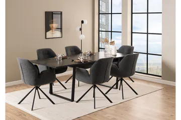 Lipie Spisestol i Stoff med Metallben - Grå - Møbler - Stoler & lenestoler - Spisestuestoler & kjøkkenstoler