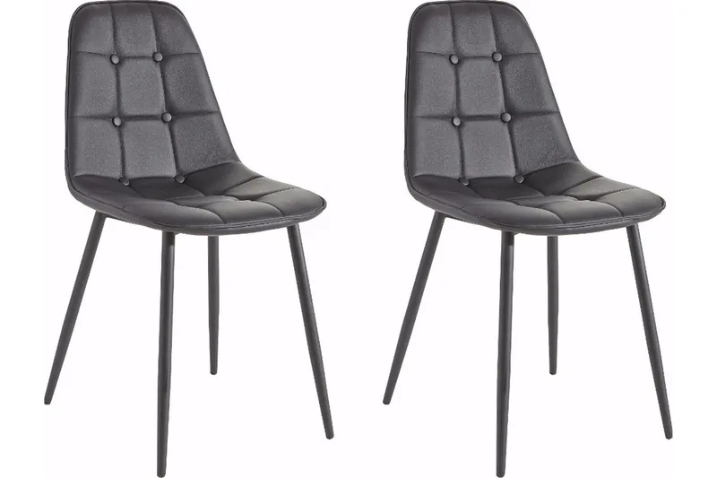 Mireio Kjøkkenstol Kunstlær 2-pk, Svart/Metall