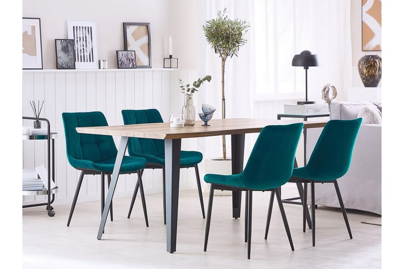 Mustadfors Fløyelsstol 2-pk - Blå - Spisestuestoler & kjøkkenstoler