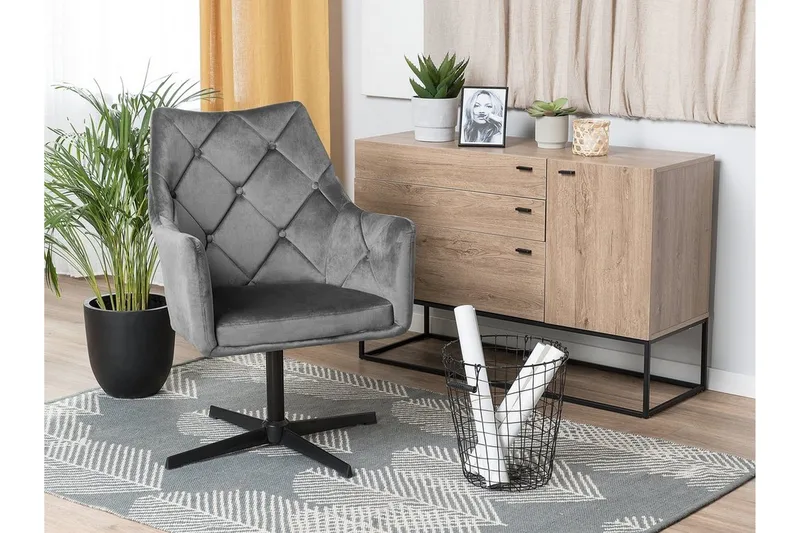 Najor Stol Fløyel - Grå - Møbler - Stoler & lenestoler - Spisestuestoler & kjøkkenstoler