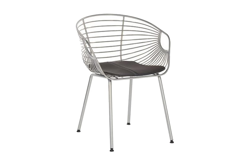 Nyac Stol 2-pk - Sølv/Kunstskinn - Spisestuestoler & kjøkkenstoler - Karmstoler