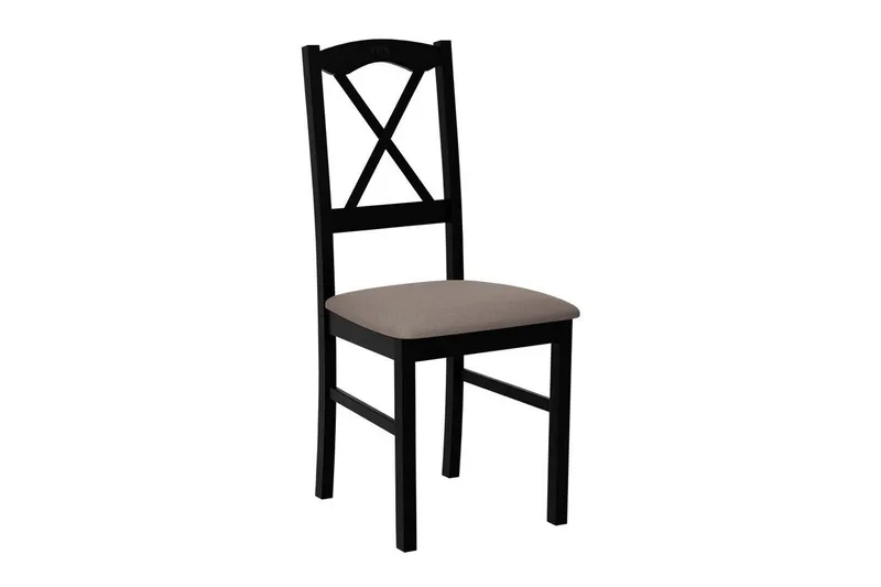 Patrickswell Spisestol i Tre med Buet Kryssrygg og Trukket Sete, Svart|Gråbrun