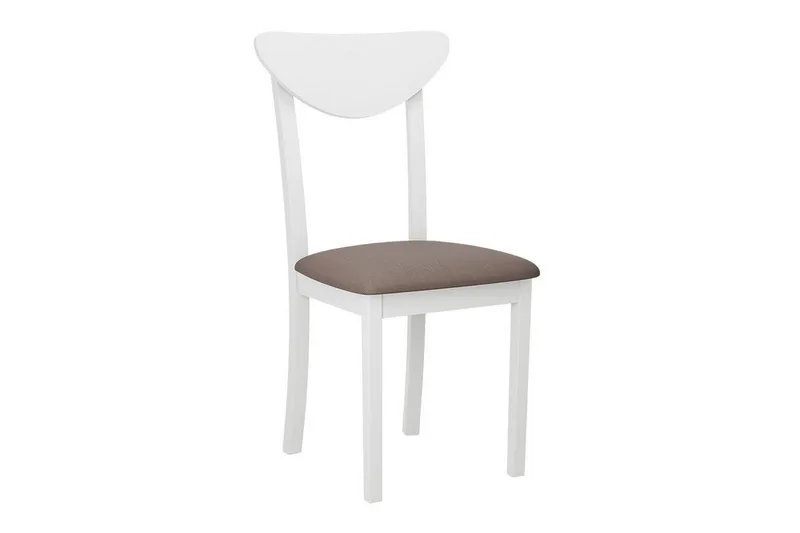 Patrickswell Spisestol i Tre med Rundet Ryggbrett og Trukket Sete, Hvit|Gråbrun