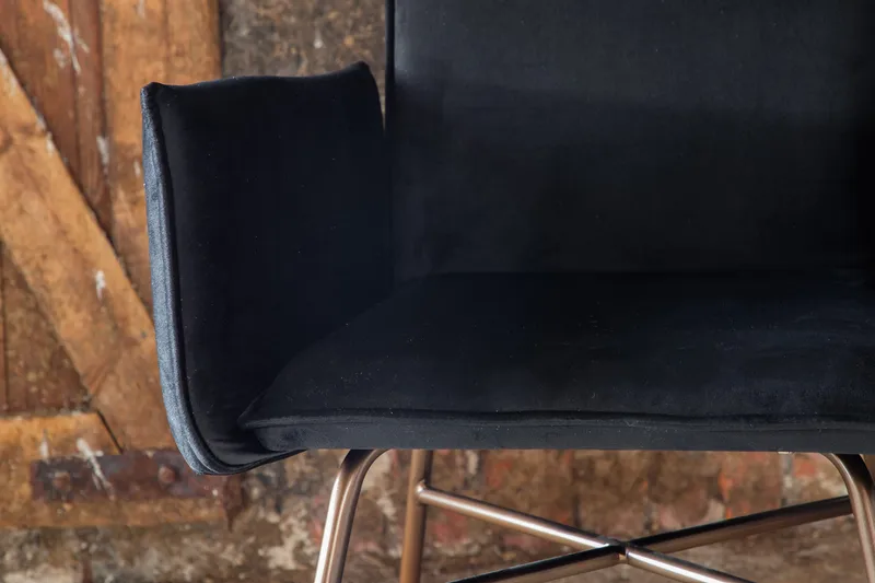 Petra Karmstol - Velour/Sort/Kobber - Møbler - Stoler & lenestoler - Spisestuestoler & kjøkkenstoler