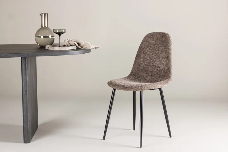 Polar Spisestol i Bouclé med Metallben - Taupe - Møbler - Stoler & lenestoler - Spisestuestoler & kjøkkenstoler