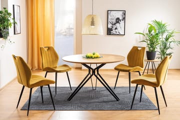 Saiano Spisestol - Fløyel/Curry/Mattsvart - Møbler - Stoler & lenestoler - Spisestuestoler & kjøkkenstoler