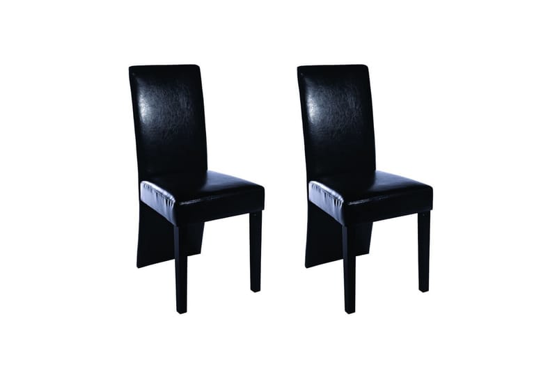 Spisestoler 2 stk svart kunstig skinn - Svart - Spisestuestoler & kjøkkenstoler - Karmstoler