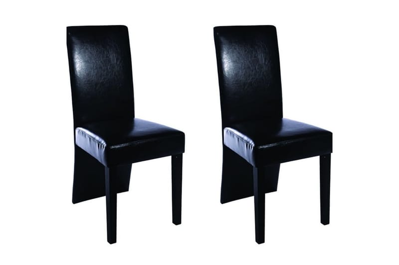 Spisestoler 2 stk svart kunstig skinn - Svart - Spisestuestoler & kjøkkenstoler - Karmstoler