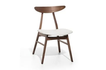 Tiadra Spisestol i Kunstlær med Trestativ - Hvit - Møbler - Stoler & lenestoler - Spisestuestoler & kjøkkenstoler