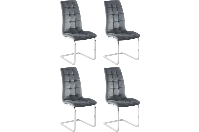 Tolna Spisestol 4-pk - Fløyel/Grå - Møbler - Stoler & lenestoler - Spisestuestoler & kjøkkenstoler