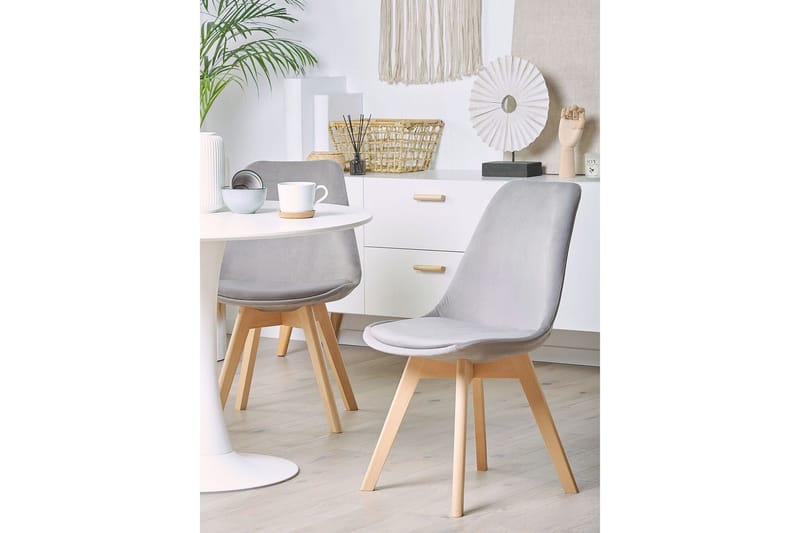 Tulunda II Fløyelsstol 2-pk - Grå - Møbler - Stoler & lenestoler - Spisestuestoler & kjøkkenstoler