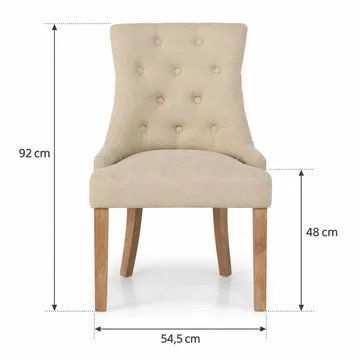 Viktoria Spisestol & Kjøkkenstol i Stoff med Nagler og Brune Treben - Beige - Møbler - Stoler & lenestoler - Spisestuestoler & kjøkkenstoler