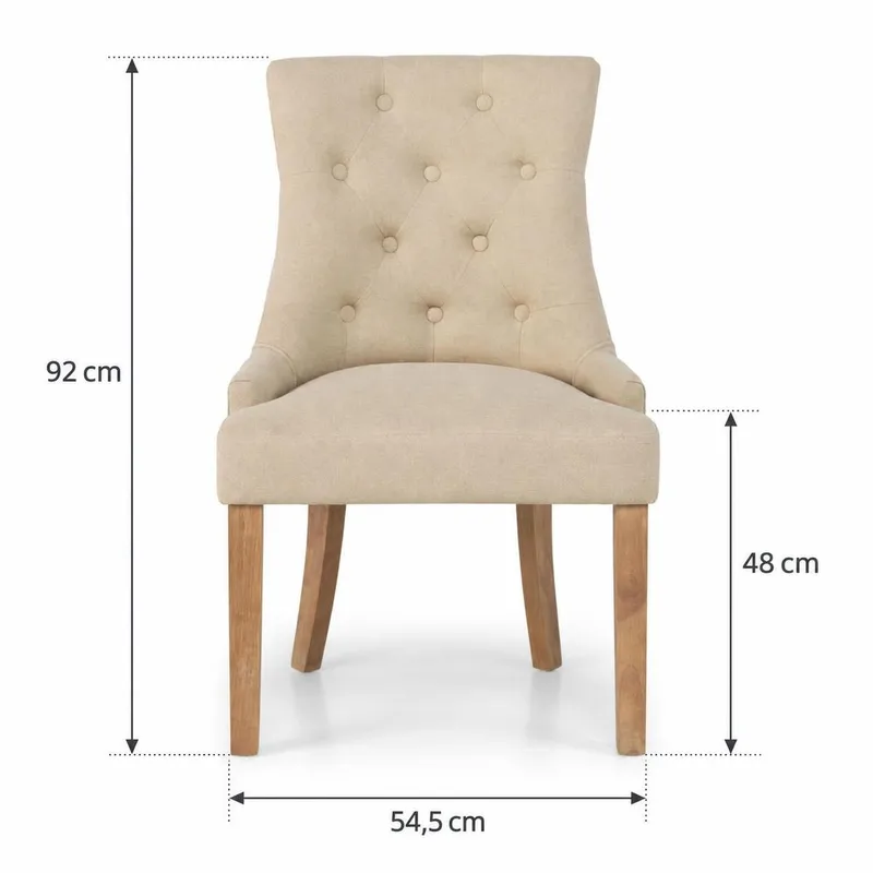 Viktoria Spisestol & Kjøkkenstol i Stoff med Nagler og Brune Treben - Beige - Møbler - Stoler & lenestoler - Spisestuestoler & kjøkkenstoler