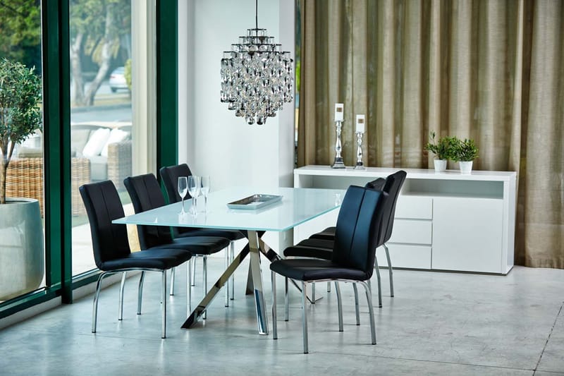 Stol HOME4YOU Asama Svart/krom - svart - Møbler - Stoler & lenestoler - Spisestuestoler & kjøkkenstoler