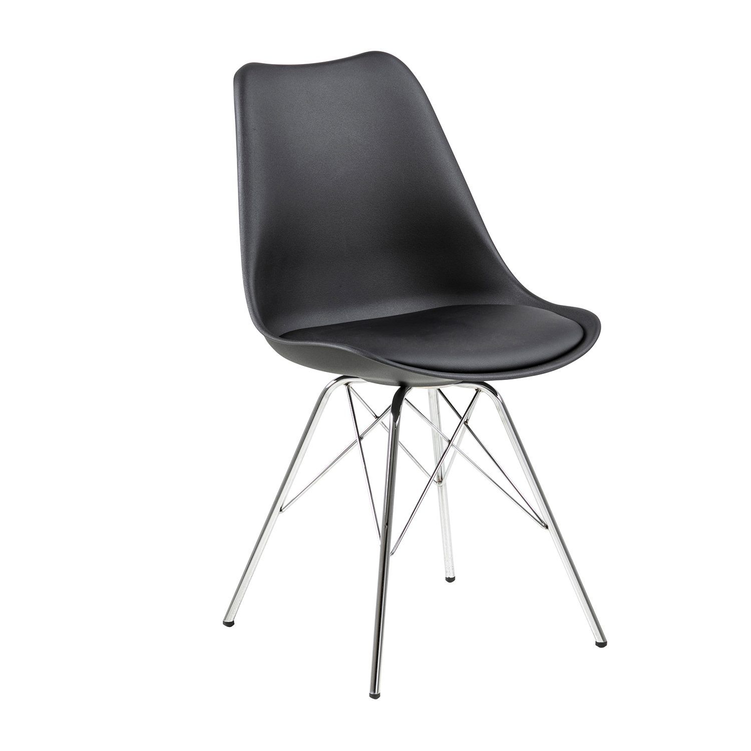Stol HOME4YOU Eris Svart/krom - Svart/krom
