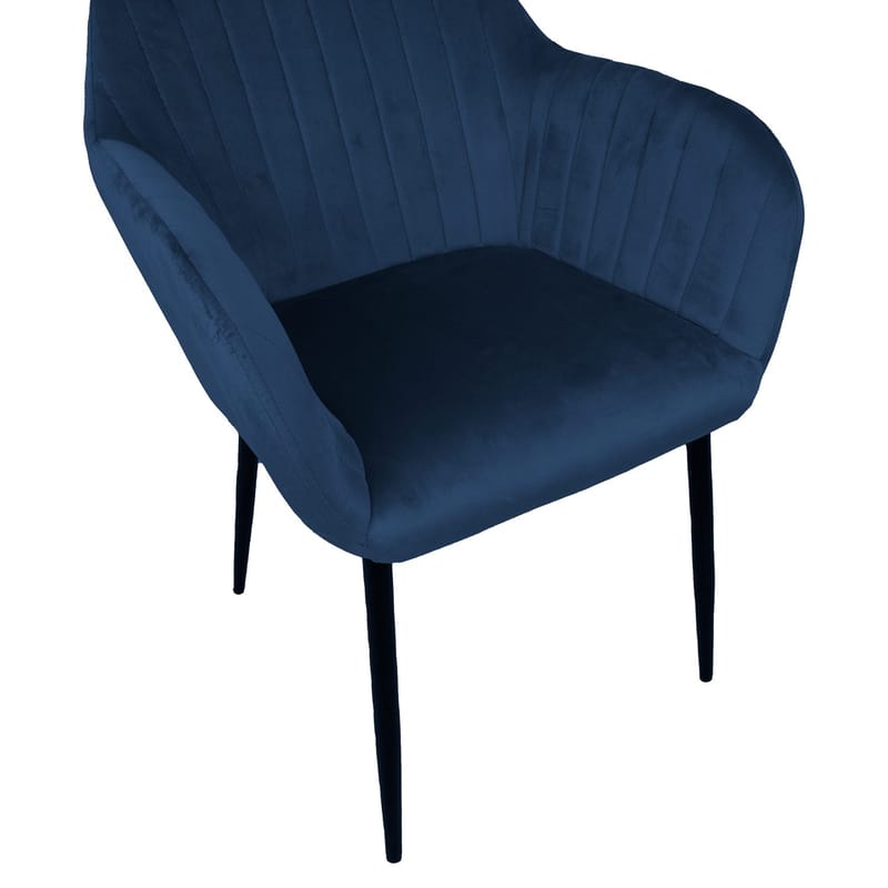 Stol HOME4YOU Evelin Mørk blå fløyel - Mørk blå - Møbler - Stoler & lenestoler - Spisestuestoler & kjøkkenstoler