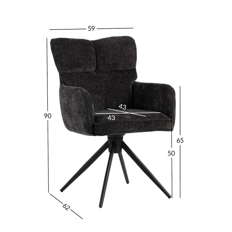 Stol HOME4YOU Lorena svingbar Grå - Grå - Møbler - Stoler & lenestoler - Spisestuestoler & kjøkkenstoler