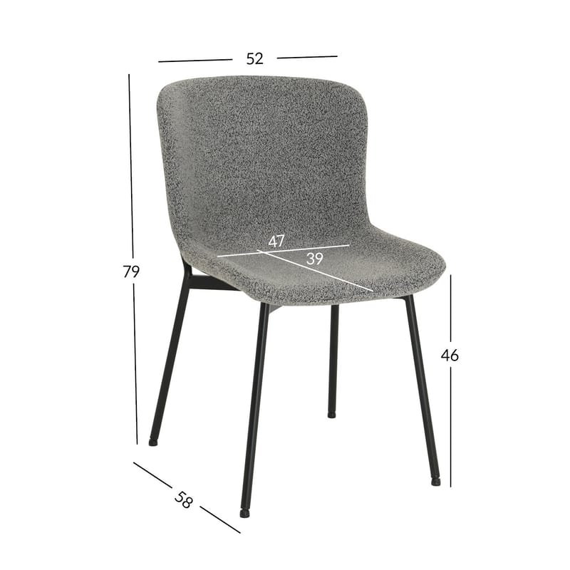 Stol HOME4YOU Manolo Grå bouclé - Grå - Møbler - Stoler & lenestoler - Spisestuestoler & kjøkkenstoler