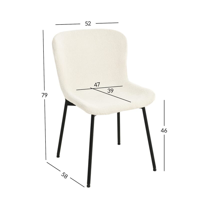 Stol HOME4YOU Manolo Hvit bouclé - Hvit - Møbler - Stoler & lenestoler - Spisestuestoler & kjøkkenstoler