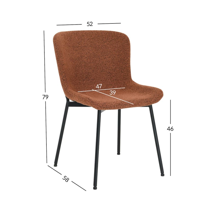 Stol HOME4YOU Manolo Rustbrun bouclé - Rustbrun - Møbler - Stoler & lenestoler - Spisestuestoler & kjøkkenstoler