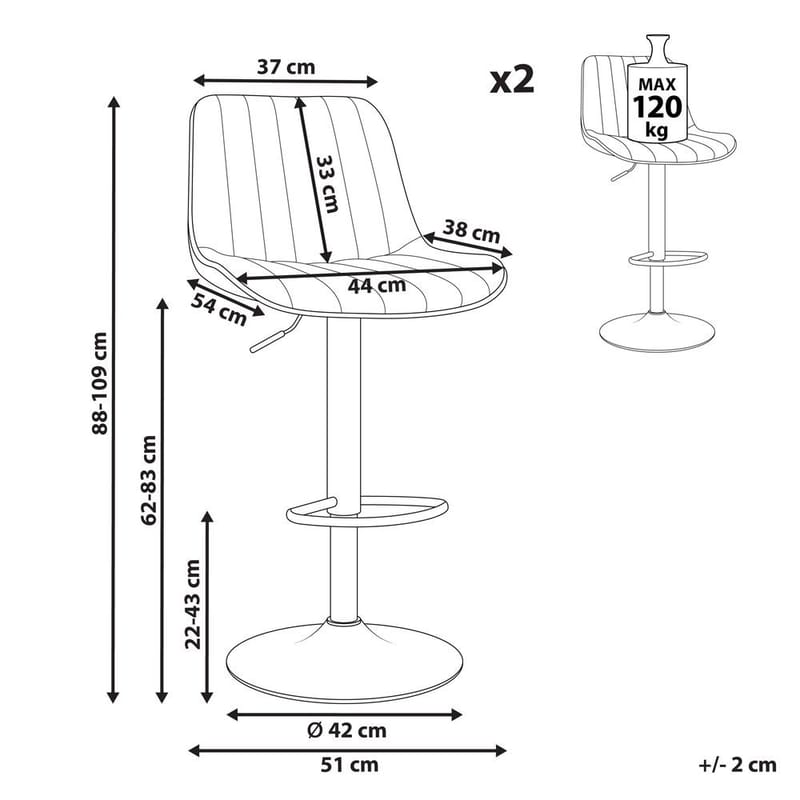 Svingbar krakk Dubrovnik 2-pakning - Møbler - Stoler & lenestoler - Barstoler