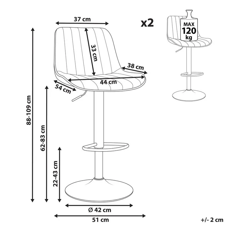 Svingbar krakk Dubrovnik 2-pakning - Møbler - Stoler & lenestoler - Barstoler