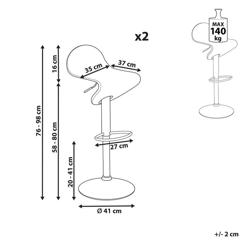 Svingbar krakk Liverpool 2-pakning - Møbler - Stoler & lenestoler - Barstoler