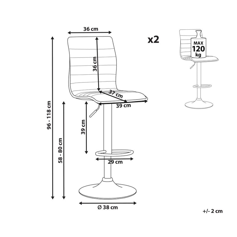Svingbar krakk Lucerne 2-pakning - Brun, Svart - Møbler - Stoler & lenestoler - Barstoler
