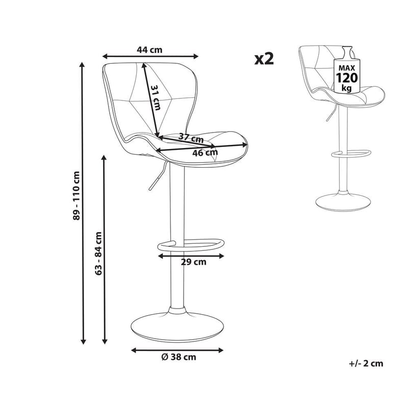 Svingbar krakk Valetta 2-pakning - Møbler - Stoler & lenestoler - Barstoler