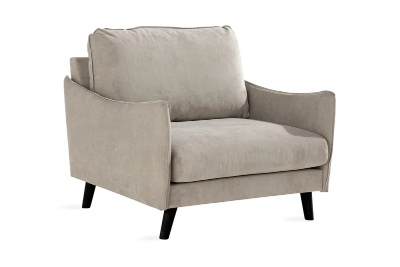 Trend Luksus Lenestol i Stoff med Svarte Ben, Beige
