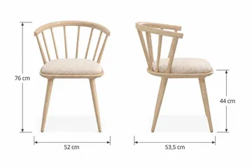 Tyrö Spisestol & Kjøkkenstol i Tre med Hvitlasert Eikeutseende med Pute - Lys Beige - Møbler - Stoler & lenestoler - Spisestuestoler & kjøkkenstoler