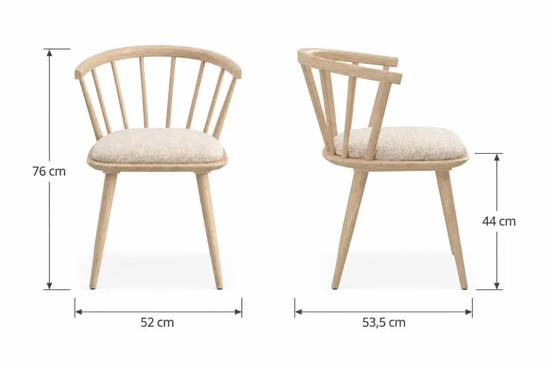 Tyrö Spisestol & Kjøkkenstol i Tre med Hvitlasert Eikeutseende med Pute - Lys Beige - Møbler - Stoler & lenestoler - Spisestuestoler & kjøkkenstoler