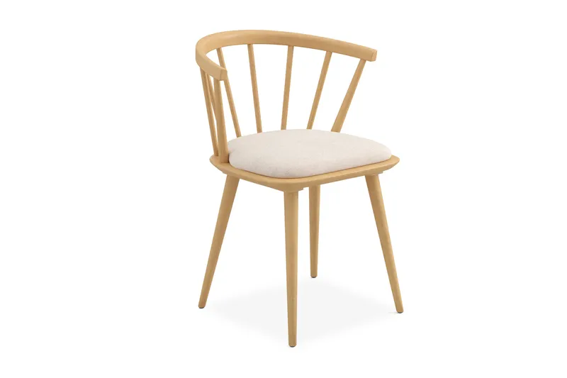 Tyrö Spisestol og Kjøkkenstol i Tre med Eikeutseende med Pute, Beige