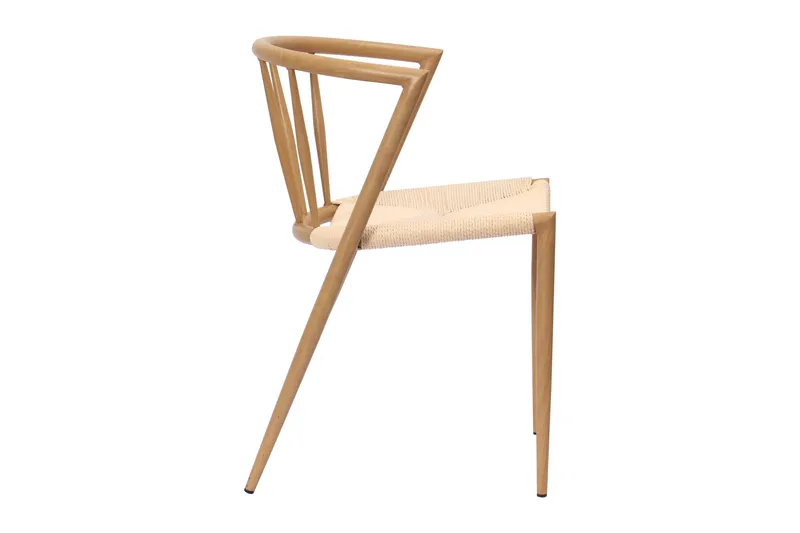 Winston Spisestol & Kjøkkenstol med Rottinglook og Metallben i Eklook - Beige - Møbler - Stoler & lenestoler - Spisestuestoler & kjøkkenstoler