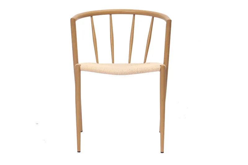 Winston Spisestol & Kjøkkenstol med Rottinglook og Metallben i Eklook - Beige - Møbler - Stoler & lenestoler - Spisestuestoler & kjøkkenstoler