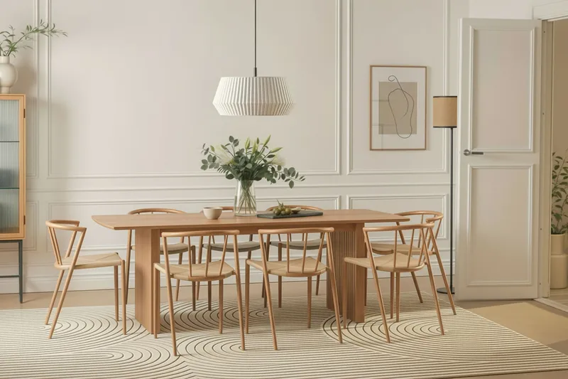Winston Spisestol & Kjøkkenstol med Rottinglook og Metallben i Eklook - Beige - Møbler - Stoler & lenestoler - Spisestuestoler & kjøkkenstoler