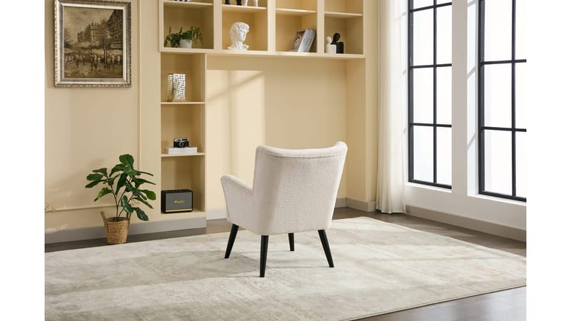 Zevani lenestol i bouclé - Krem - Møbler - Stoler & lenestoler - Lenestoler