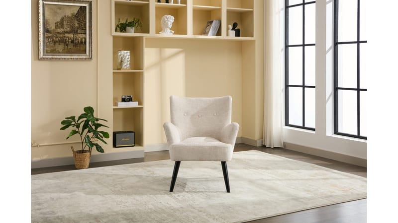 Zevani lenestol i bouclé - Krem - Møbler - Stoler & lenestoler - Lenestoler