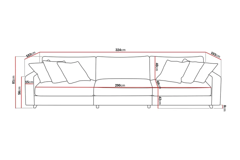 Valencia ekstra dyp 5-seters sofa i chenille - Beige - Møbler - Sofaer