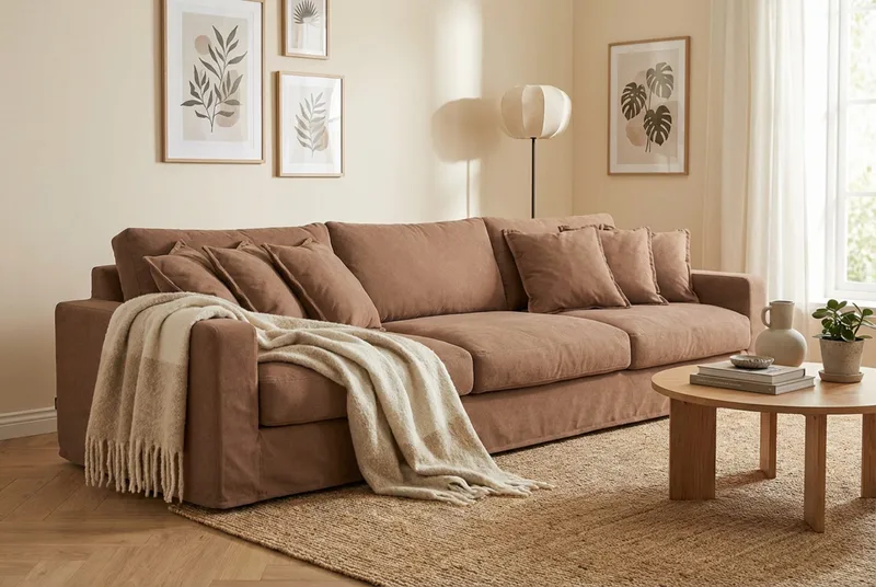 Valencia Ekstra dyp 5-seters sofa med avtakbart og vaskbart trekk - Rustrødbrun - Møbler - Sofaer