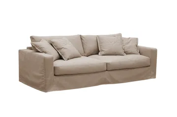 Valencia Extra Dyp 3-seters sofa + fotskammel med avtakbart og vaskbart trekk - Lysebrun - Møbler - Sofaer
