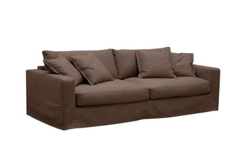 Valencia Extra Dyp 3-seters sofa + fotskammel med avtakbart og vaskbart trekk - Mørkebrun - Møbler - Sofaer