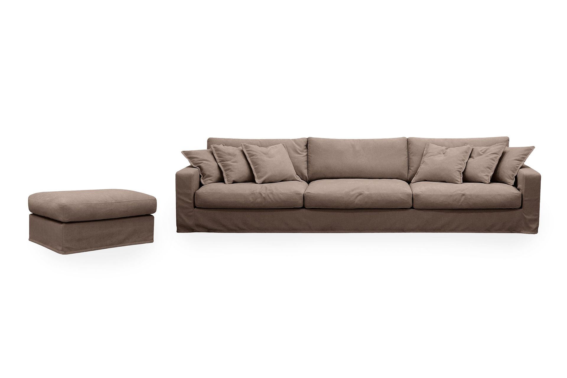 Valencia Extra Dyp 5-seters sofa + fotskammel med avtakbart og vaskbart trekk - Mørkebrun